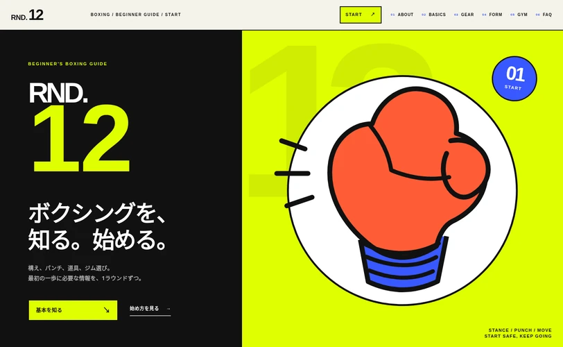 RND.12 BOXING START GUIDE Webサイトの画面